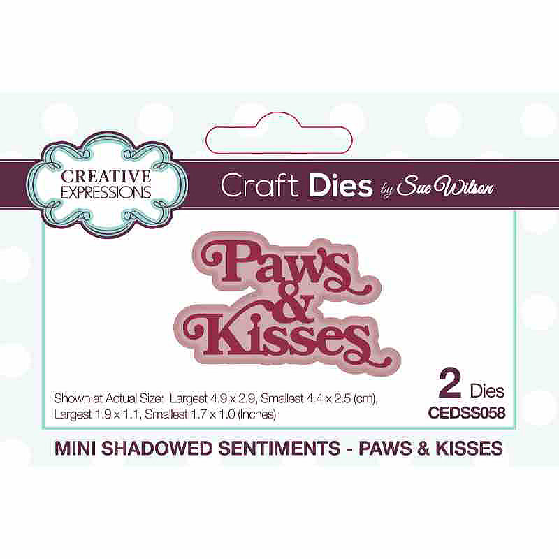 Dies by Sue Wilson Mini Shadowed Sentiments - Paws & Kisses