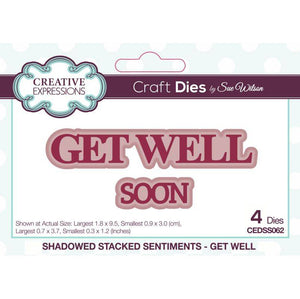 Dies by Sue Wilson Shadowed Stacked Sentiments - Get Well