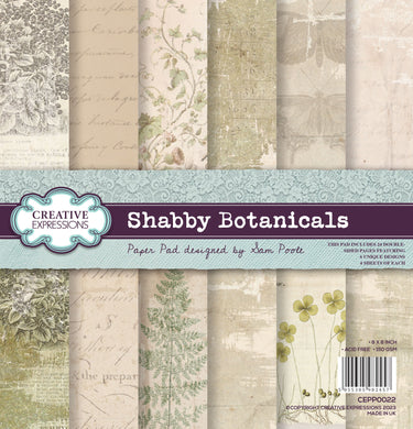 Creative Expressions Sam Poole - Shabby Botanicals 8 x 8 Paper Pad