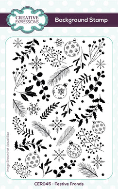 Creative Expressions Rubber Stamp - Festive Fronds Background