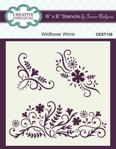 Creative Expressions Jamie Rodgers 6 x 6 Stencil - Wildflower Whirls