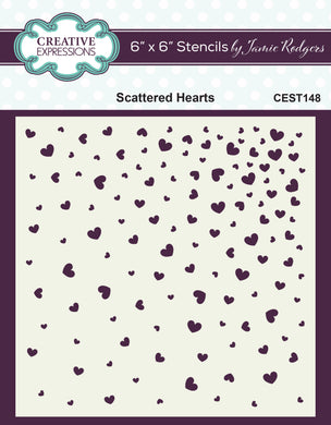 Creative Expressions Jamie Rodgers 6 x 6 Stencil - Scattered Hearts