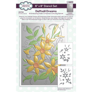 Creative Expressions 3D Embossing Folder Companion Colouring Stencil - Daffodil Dreams