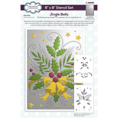 Creative Expressions 3D Embossing Folder Companion Colouring Stencil - Jingle Bells