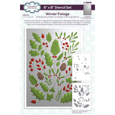 Creative Expressions 3D Embossing Folder Companion Colouring Stencil - Winter Foliage