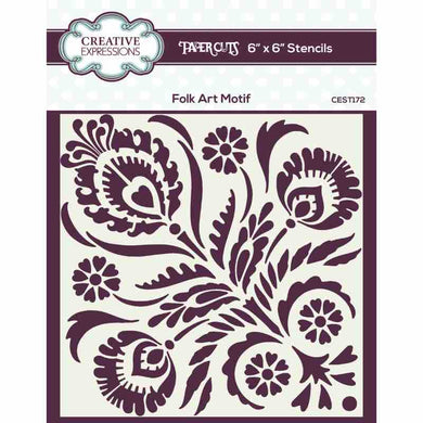 Creative Expressions Paper Cuts Folk Art 6 x 6 Stencil - Motif