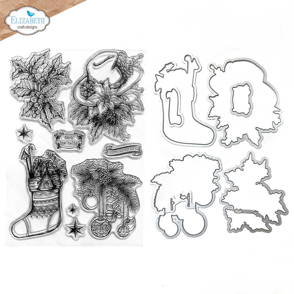 Elizabeth Craft Designs - Art Journal Specials : Deck The Halls Stamp & Die Set