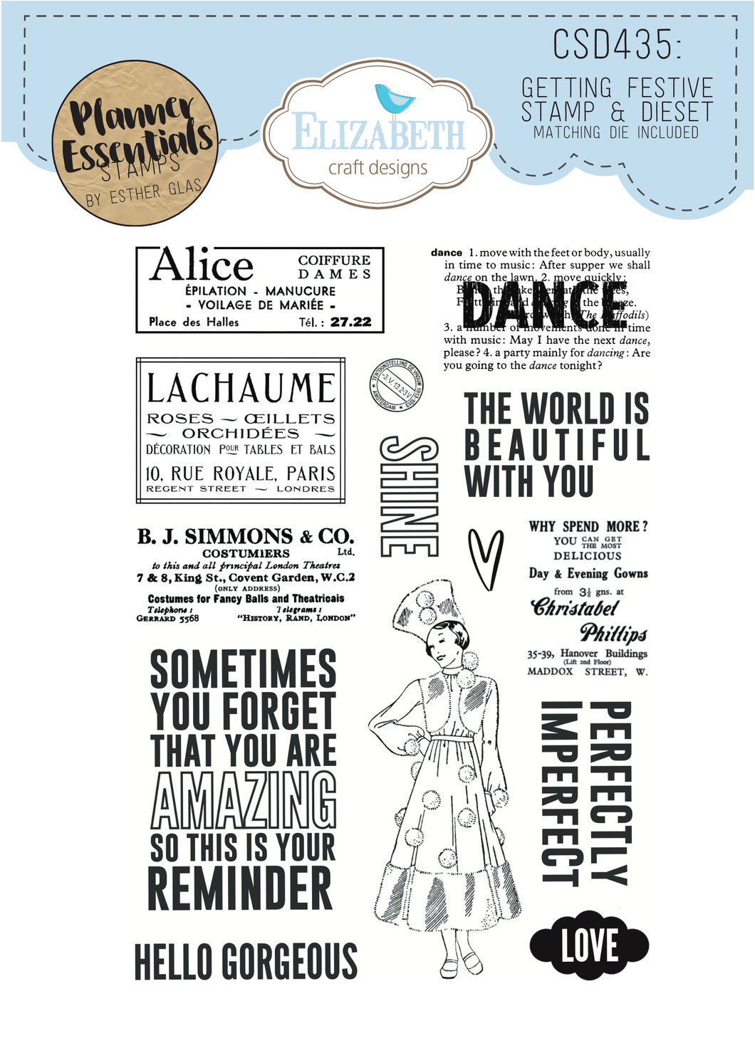 Elizabeth Craft Designs - Planner Essentials - Getting Festive Stamp & Die Set