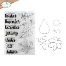 Elizabeth Craft Designs - Everyday Memories Seasonal Words & Leaves Stamp & Die Set