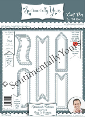 Phill Martin Sentimentally Yours Adornments Collection - Charmed Flags & Banners Die Set