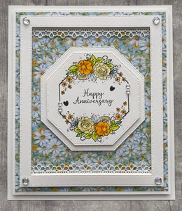 Phill Martin Sentimentally Yours A6 Clear Stamp - Floral Curios : Corsage Octagon