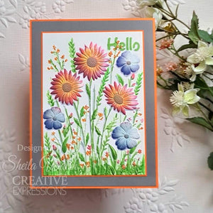 Creative Expressions 3D Embossing Folder Companion Colouring Stencil - Wildflowers