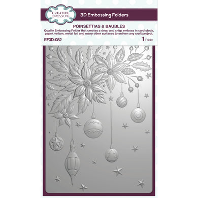 Creative Expressions 5 x 7 3D Embossing Folder - Poinsettias & Baubles