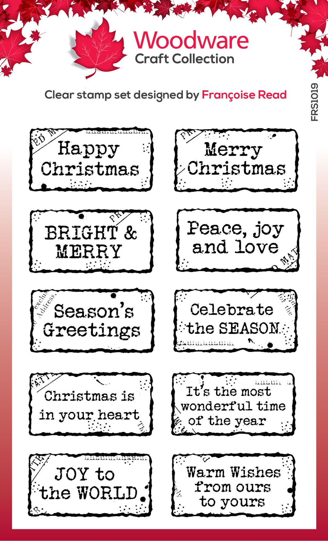 Woodware Clear Magic Single - Christmas Distressed Labels