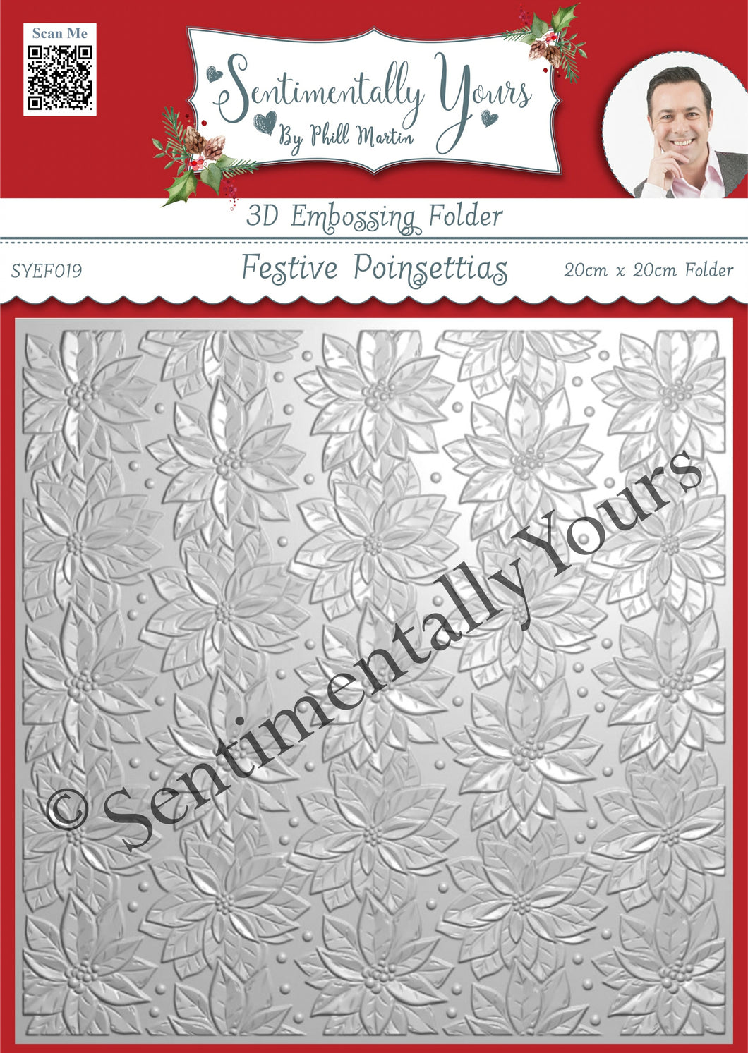 Phill Martin Sentimentally Yours 3D Embossing Folder - Festive Poinsettias