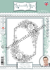 Phill Martin Sentimentally Yours A6 Clear Stamp - Floral Curios : Posy Chic Label