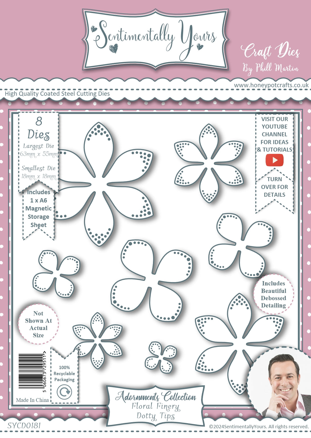 Phill Martin Sentimentally Yours Adornments Collection - Floral Finery Dotty Tips