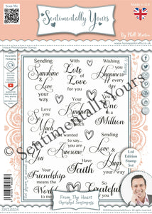 Phill Martin Sentimentally Yours A5 Clear Stamp Set - From the Heart : Cherished Sentiments