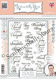 Phill Martin Sentimentally Yours A5 Clear Stamp Set - From the Heart : Heartfelt Sentiments
