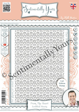 Phill Martin Sentimentally Yours A6 Clear Stamp - From the Heart : Scribbled Hearts