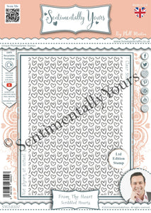 Phill Martin Sentimentally Yours A6 Clear Stamp - From the Heart : Scribbled Hearts