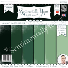 Phill Martin Sentimentally Yours Colour Coordinates 8 x 8 Paper Pack - Distressed Colour Block in shades of Green