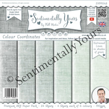 Phill Martin Sentimentally Yours Colour Coordinates 8 x 8 Paper Pack - Distressed Linen in shades of Green