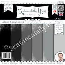 Phill Martin Sentimentally Yours Colour Coordinates 8 x 8 Paper Pack - Distressed Colour Block in shades of Grey