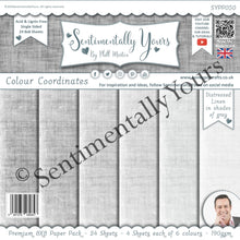 Phill Martin Sentimentally Yours Colour Coordinates 8 x 8 Paper Pack - Distressed Linen in shades of Grey