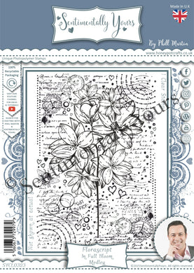 Phill Martin Sentimentally Yours A6 Clear Stamp - Florascript : In Full Bloom Medley