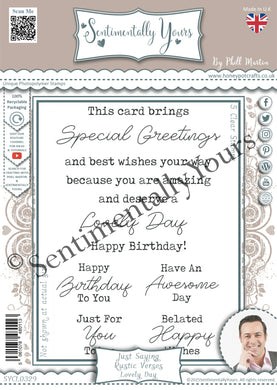 Phill Martin Sentimentally Yours A6 Clear Stamp Set - Just Saying Rustic Verses : Lovely Day