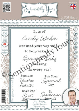 Phill Martin Sentimentally Yours A6 Clear Stamp Set - Just Saying Rustic Verses : Special Day