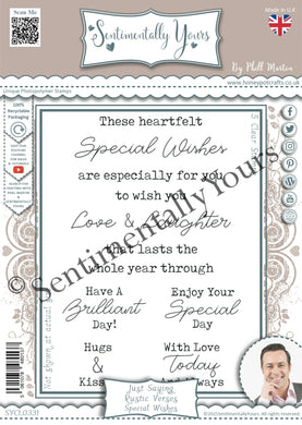 Phill Martin Sentimentally Yours A6 Clear Stamp Set - Just Saying Rustic Verses : Special Wishes