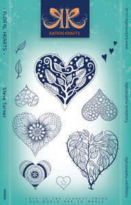 Katkin Krafts A5 Clear Stamp Set - Floral Hearts