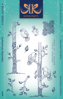 Katkin Krafts A5 Clear Stamp Set - Bright Birds