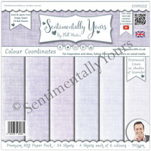 Phill Martin Sentimentally Yours Colour Coordinates 8 x 8 Paper Pack - Distressed Linen in shades of Lavender