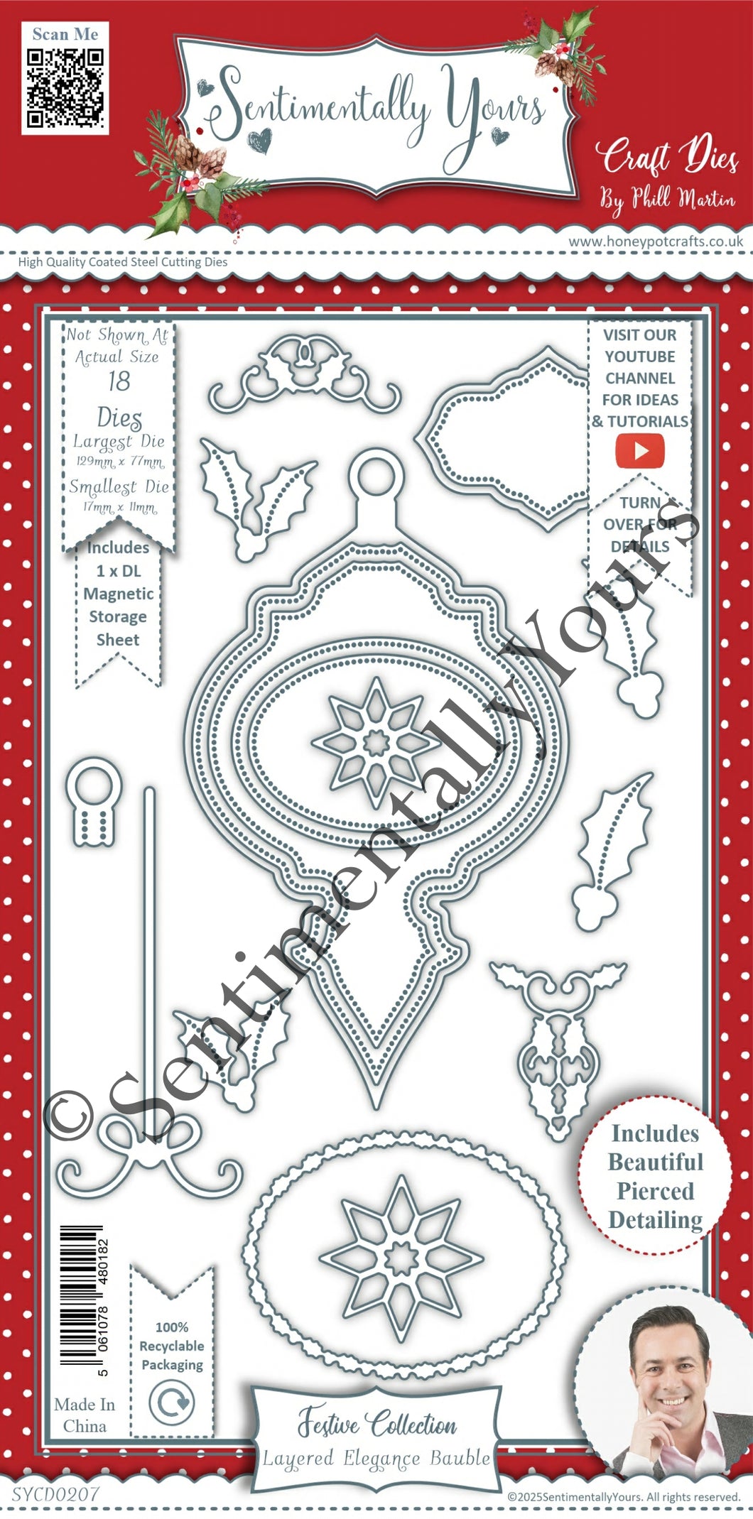 Phill Martin Sentimentally Yours Festive Collection - Layered Elegance Bauble