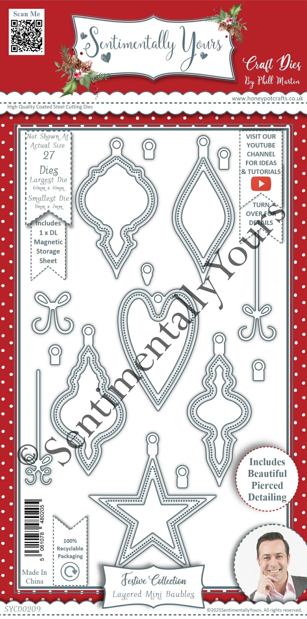 Phill Martin Sentimentally Yours Festive Collection - Layered Mini Baubles