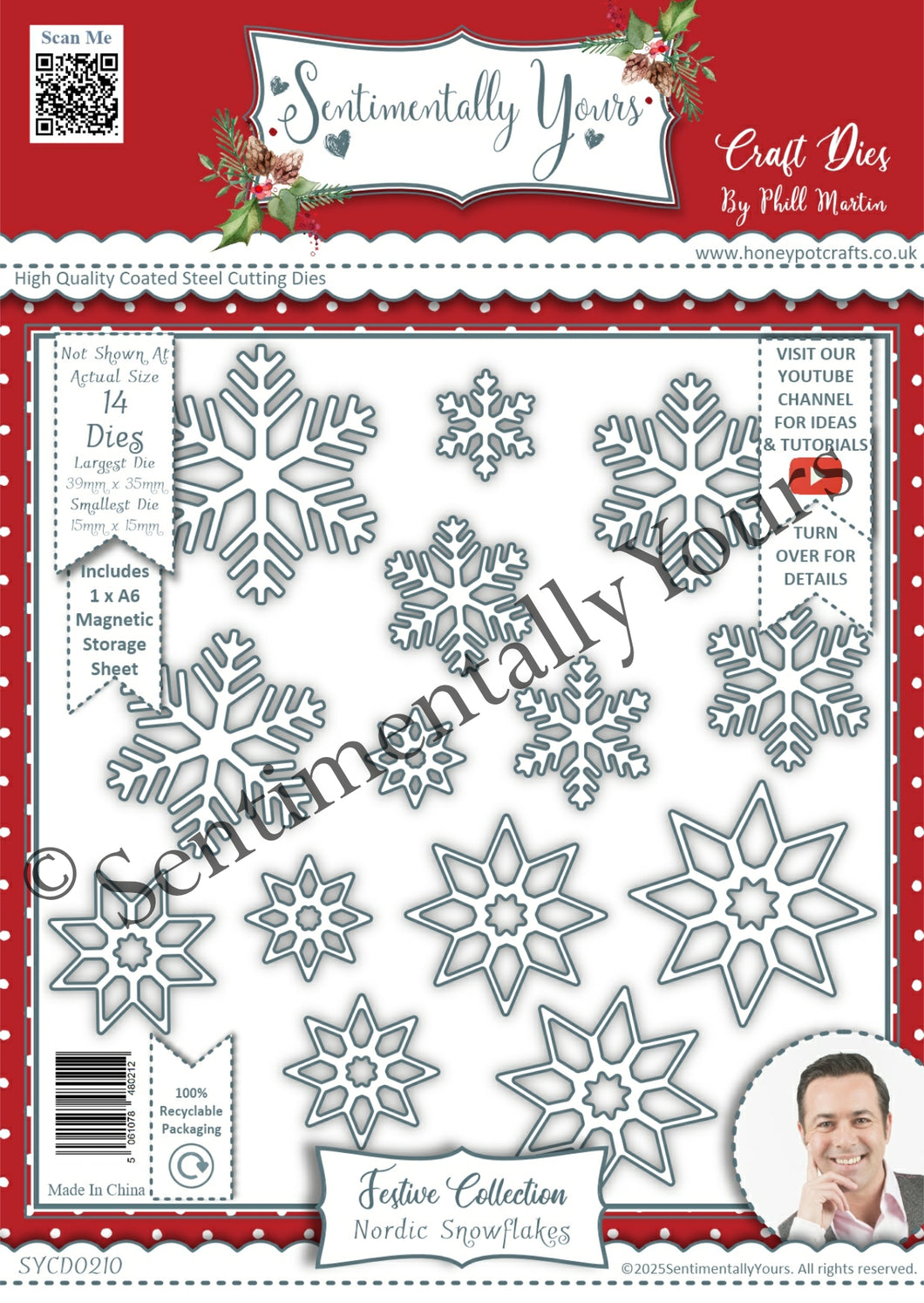 Phill Martin Sentimentally Yours Festive Collection - Nordic Snowflakes