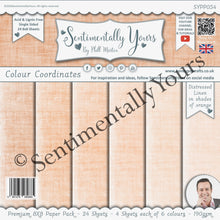 Phill Martin Sentimentally Yours Colour Coordinates 8 x 8 Paper Pack - Distressed Linen in shades of Orange
