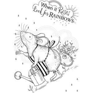 Pink Ink Designs A7 Clear Stamp Set - Rain Mouse