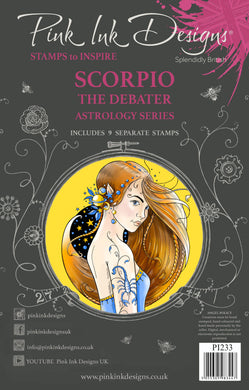 Pink Ink Designs A5 Clear Stamp Set - Astrology Series : Scorpio The Debater