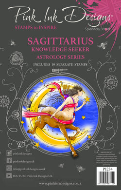 Pink Ink Designs A5 Clear Stamp Set - Astrology Series : Sagittarius Knowledge Seeker