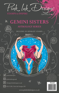 Pink Ink Designs A5 Clear Stamp Set - Astrology Series : Gemini Sisters