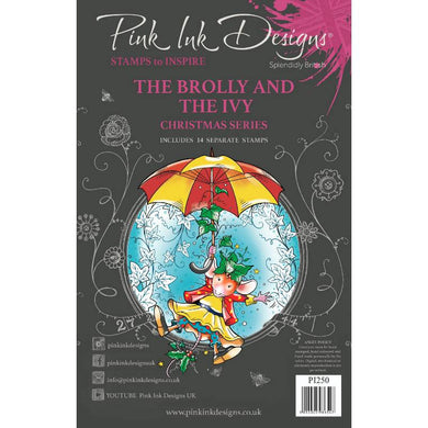 Pink Ink Designs A5 Clear Stamp Set - Christmas Series : The Brolly & The Ivy