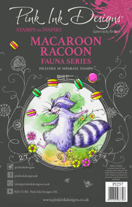 Pink Ink Designs A5 Clear Stamp Set - Fauna Series : Macaroon Racoon