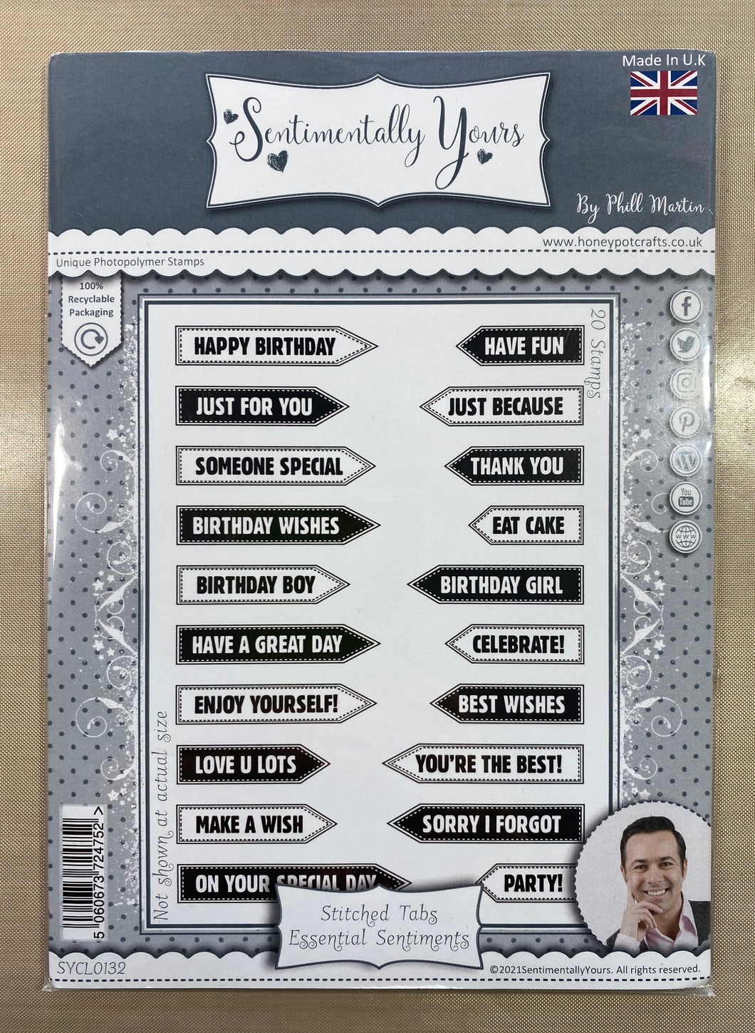 Pre-Loved : Sentimentally Yours A5 Stamp Set - Stitched Tabs : Essential Sentiments