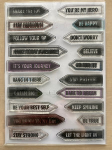 Pre-Loved : Sentimentally Yours A5 Stamp Set - Stitched Tabs : Good Vibes Sentiments