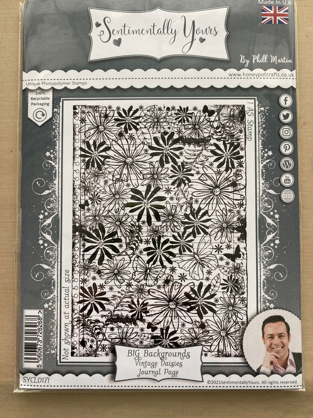 Pre-Loved : Sentimentally Yours A5 Stamp Set - Big Backgrounds : Vintage Daisies Journal Page