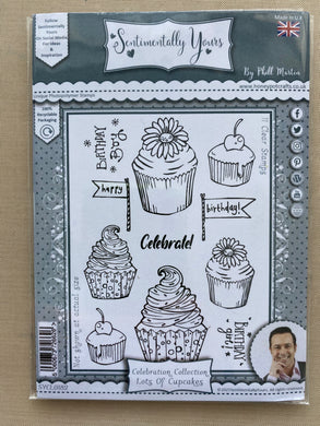 Pre-Loved : Sentimentally Yours A6 Stamp Set - Celebration Collection : Lots of Cupcakes